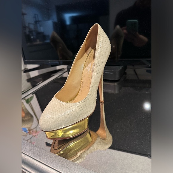 Charlotte Olympia White Python Heels - size 37 ½ - Picture 4 of 7